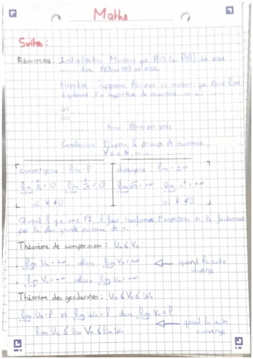 Suites:
Unon > Un (suite croissante)
Und1 KWh (suite décroissante)
arithmétique : Nom-
!G
Continuité
4 = 16² - Dac
Untr
Un = y₂ + hr
Un Upt(