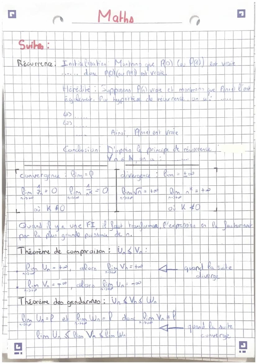 Suites:
Unon > Un (suite croissante)
Und1 KWh (suite décroissante)
arithmétique : Nom-
!G
Continuité
4 = 16² - Dac
Untr
Un = y₂ + hr
Un Upt(