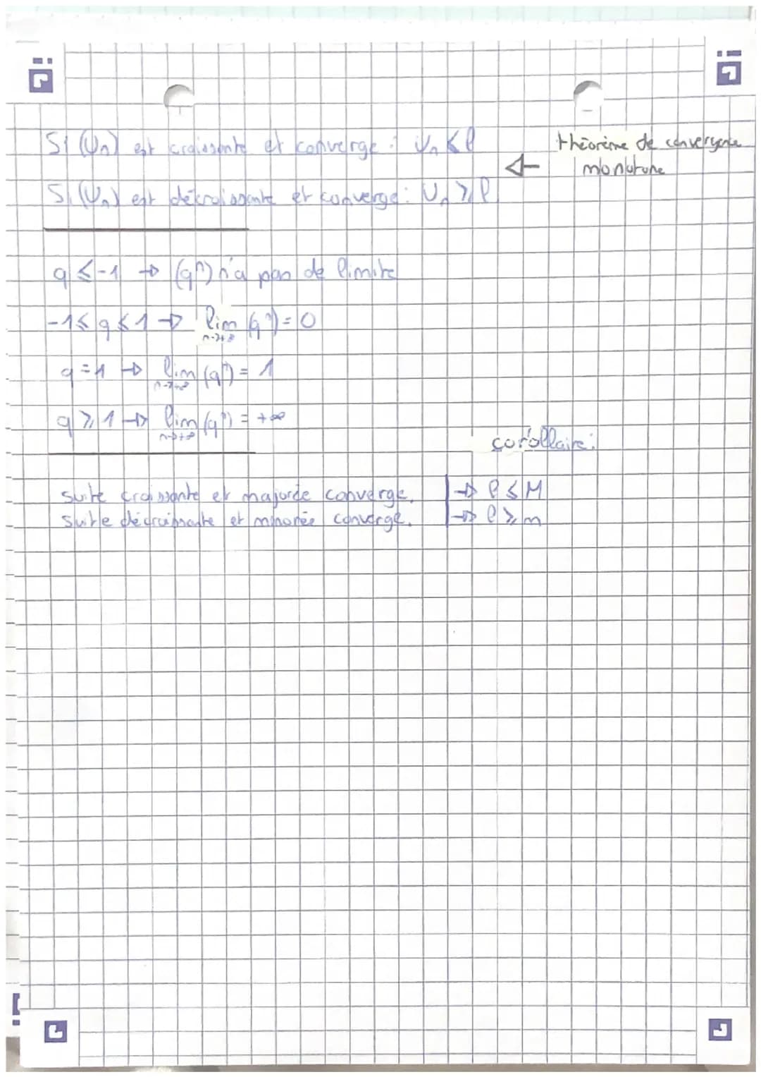 Suites:
Unon > Un (suite croissante)
Und1 KWh (suite décroissante)
arithmétique : Nom-
!G
Continuité
4 = 16² - Dac
Untr
Un = y₂ + hr
Un Upt(
