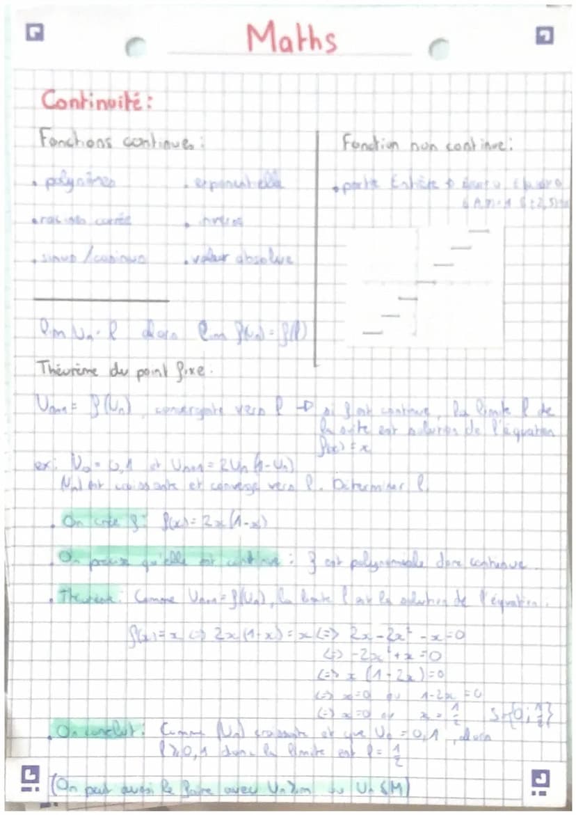 Suites:
Unon > Un (suite croissante)
Und1 KWh (suite décroissante)
arithmétique : Nom-
!G
Continuité
4 = 16² - Dac
Untr
Un = y₂ + hr
Un Upt(