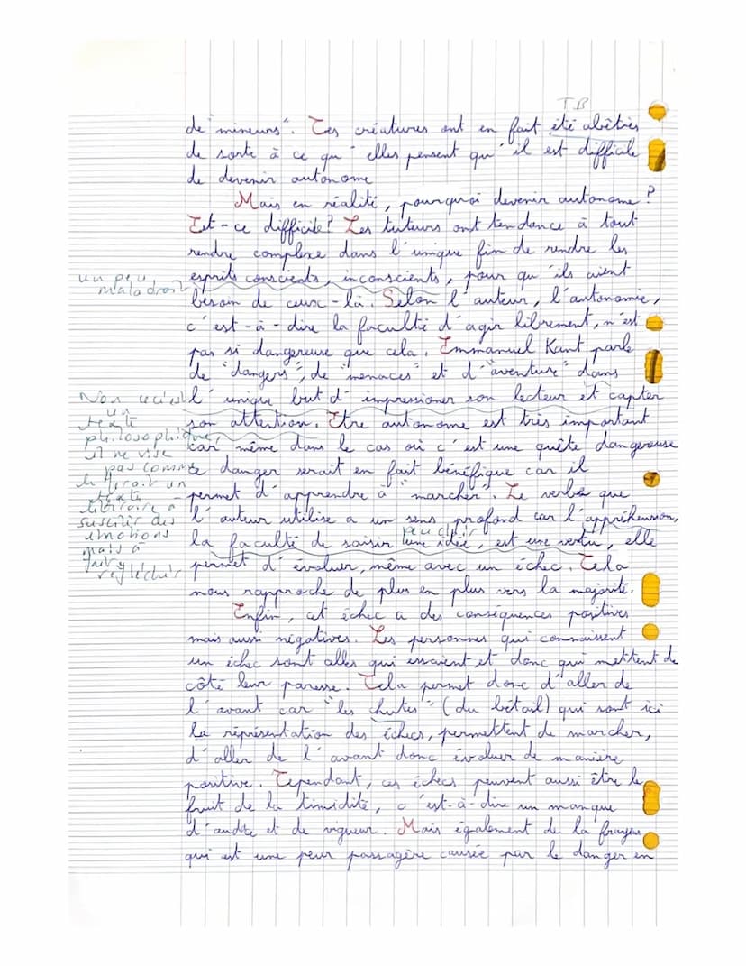 Imad
1 тог
D
15
Indance
بانان
линих
approximo hour upendant
à vour
arreter
гуре
Commentaire:
Une ex
explication de texte approfondie
qui s'e