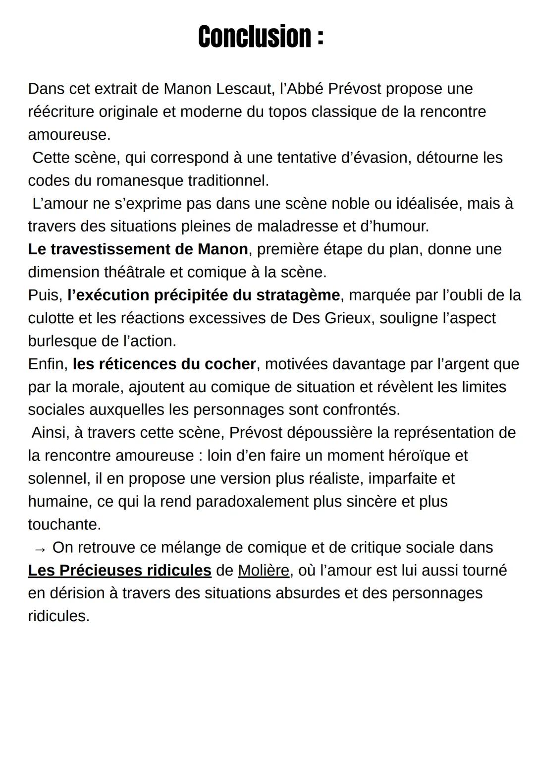 element introduction:
L'évasion - Manon
Lescaut
LL6
L'extrait étudié aujourd'hui est issu du roman Manon Lescaut écrit par l'Abbé
Prévost. C