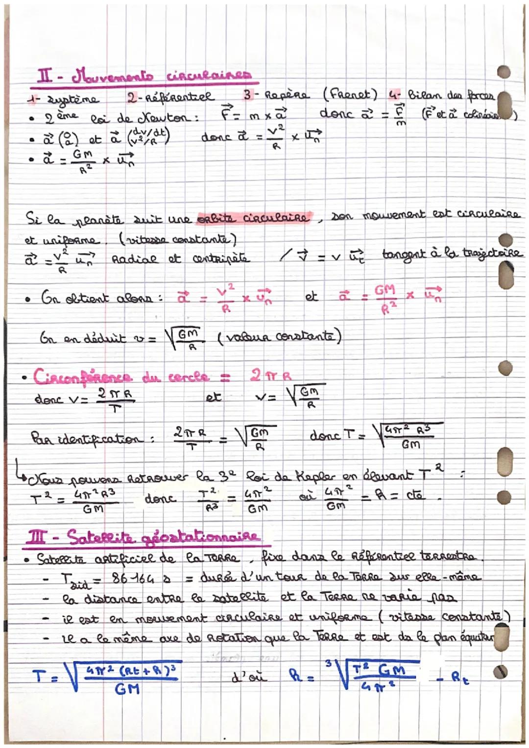 •
i
Mécanique célents et

I- Mouvement des planètes et satellites

Gabite: trajectoire du centre de masse d'un astre ou d'un
Datellite dans 