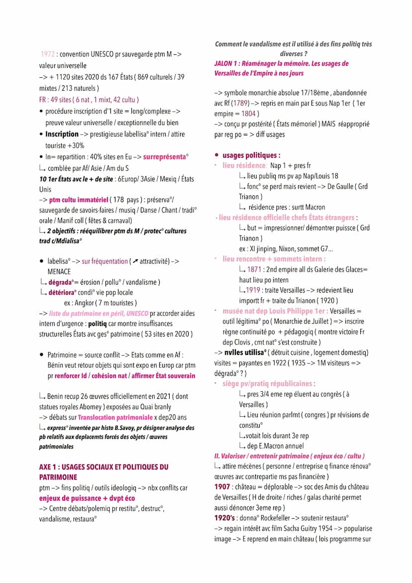 THEME 4: IDENTIFIER, PROTEGER ET VALORISER LE
PATRIMOINE : ENJEUX GEOPOLITIQUES
introduction :
• enjeux géopolitique: attractivité/ rayonnem