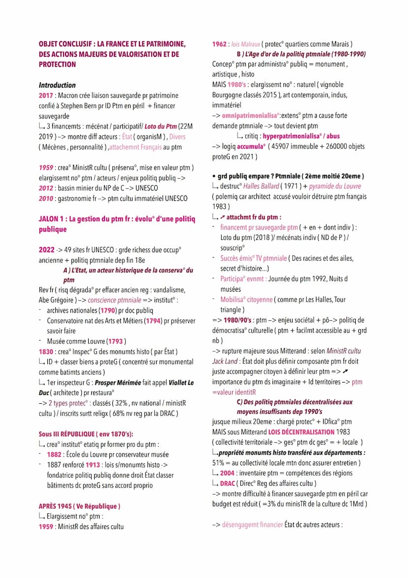 THEME 4: IDENTIFIER, PROTEGER ET VALORISER LE
PATRIMOINE : ENJEUX GEOPOLITIQUES
introduction :
• enjeux géopolitique: attractivité/ rayonnem