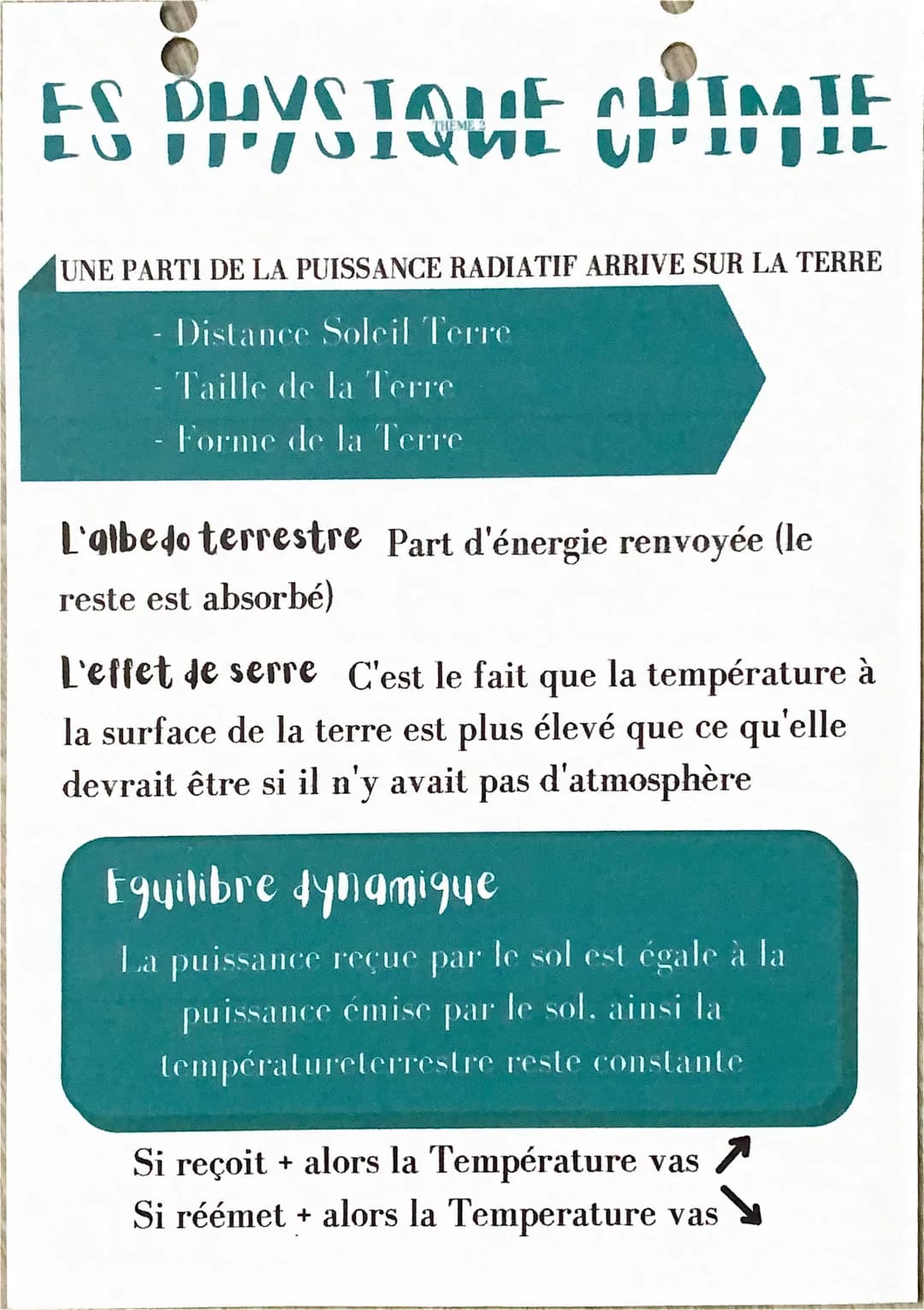 ES DUVSTONE
DUYSIQUE
LU
UNE PARTI DE LA PUISSANCE RADIATIF ARRIVE SUR LA TERRE
Distance Soleil Terre
- Taille de la Terre
- Forme de la Terr