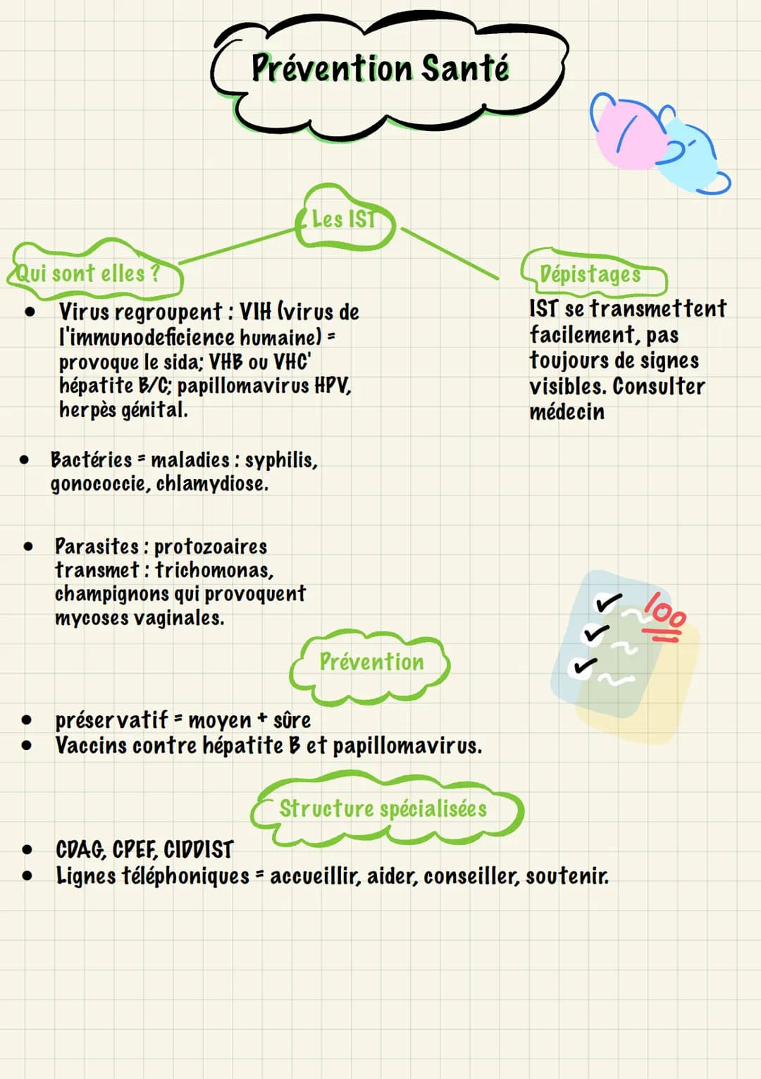 Qui sont elles?
Prévention Santé
Les IST
Virus regroupent : VIH (virus de
l'immunodeficience humaine) =
provoque le sida; VHB ou VHC'
hépati