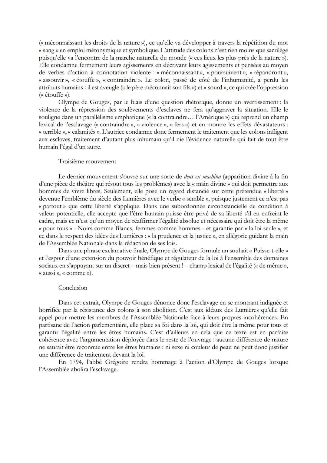 Lecture linéaire - Déclaration des droits de la femme et de la citoyenne, Olympe de Gouges -
extrait du postambule de « Il était bien nécess