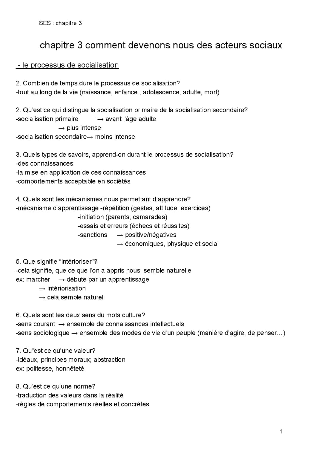 Comment devenons-nous des acteurs sociaux? Schémas, corrigés pdf et fiches de révision