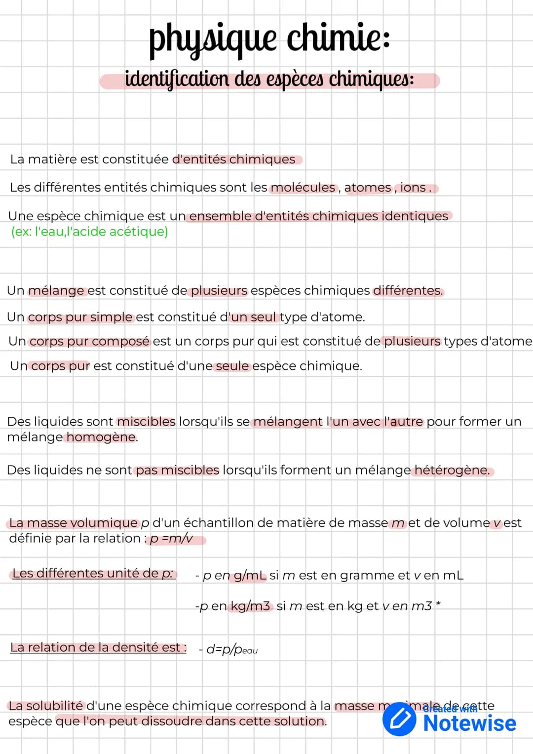 physique chimie:
identification des espèces chimiques:
La matière est constituée d'entités chimiques
Les différentes entités chimiques sont 