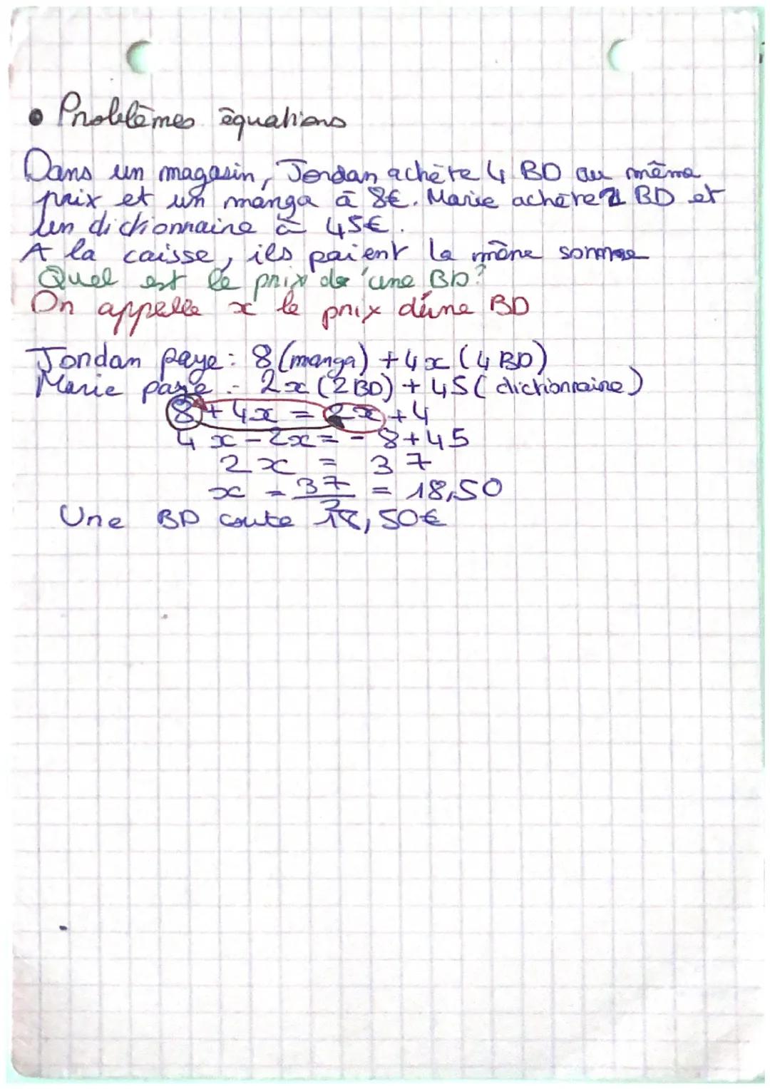 Equations
L'égalité 4x - 3 = 6x + 5 est-elle vrai pour
x=6
4x6-3-24-3=21
6x6 +5= 36 +5=4
La même égalité est-elle urdie pour x ==44
4× (-4)-