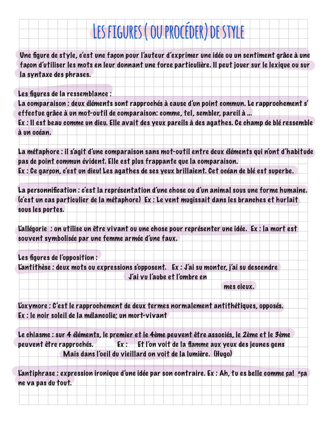 LES FIGURES (OU PROCÉDER) DE STYLE
Une figure de style, c'est une façon pour l'auteur d'exprimer une idée ou un sentiment grâce à une
façon 