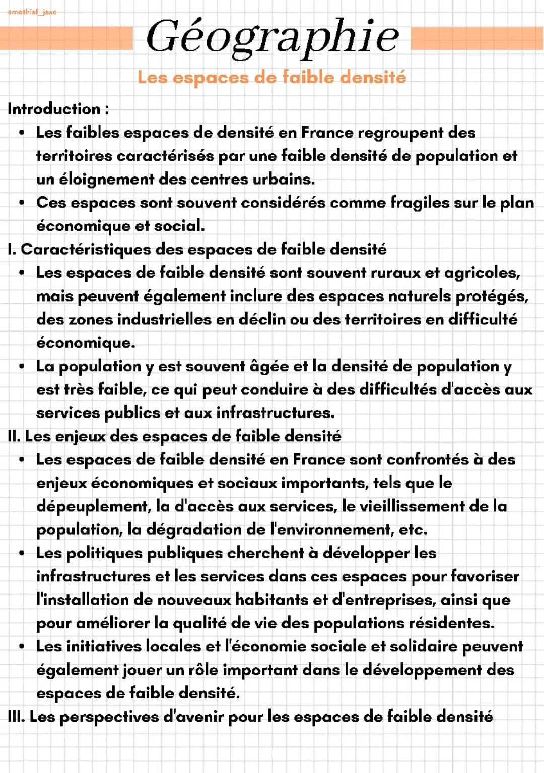 Les espaces de faible densité
