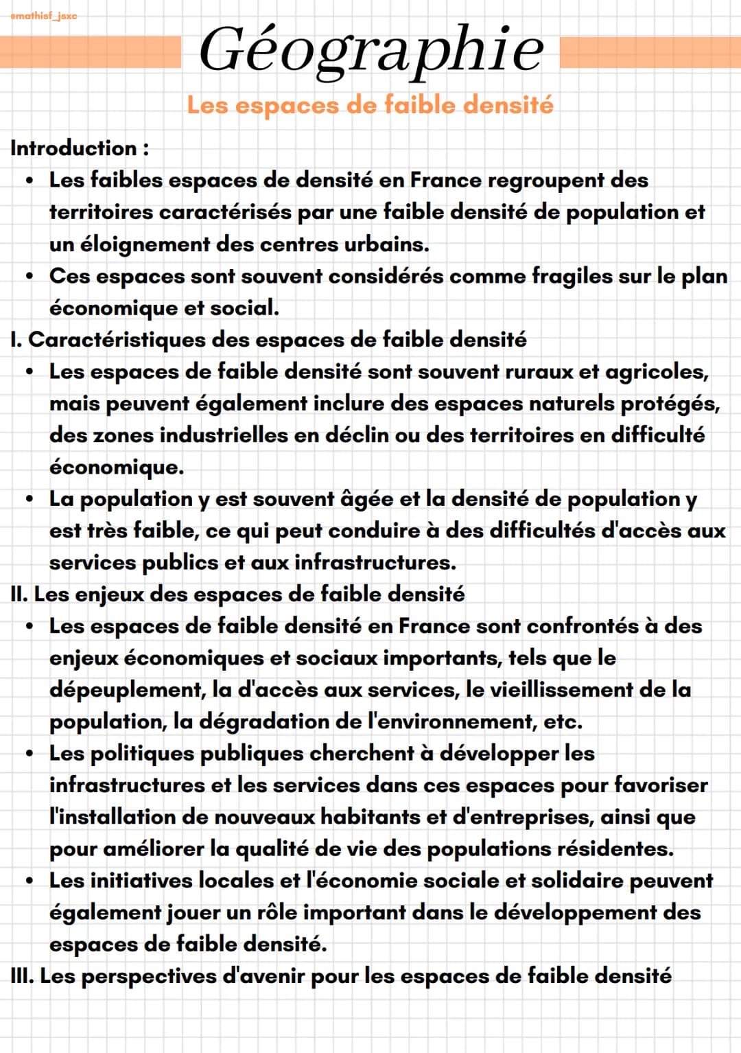emathist_jsxc
Géographie
Les espaces de faible densité
Introduction :
• Les faibles espaces de densité en France regroupent des
territoires 