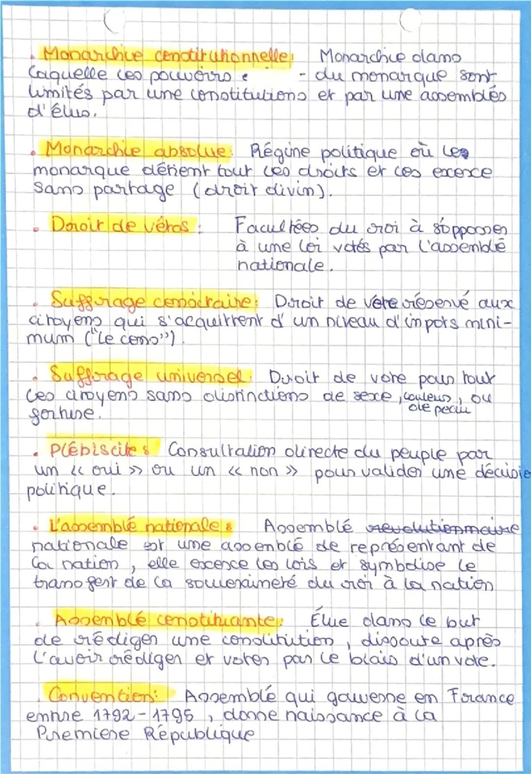 Chap 1

• La révolution Française histoire
1788-1815
x Vocabulaire

• Revdution: renversement brusque d'un régune
politique par la force.

•