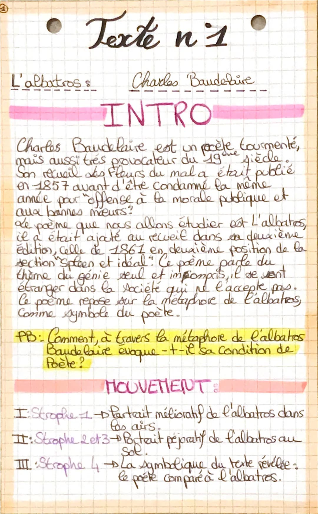 O
Texte n°1
L'albatros:
Charles Baudelaire
INTRO
Charles Baudelaire est un pocèle tourmenté,
mais aussi tres provocateur du 19ème siècle.
So
