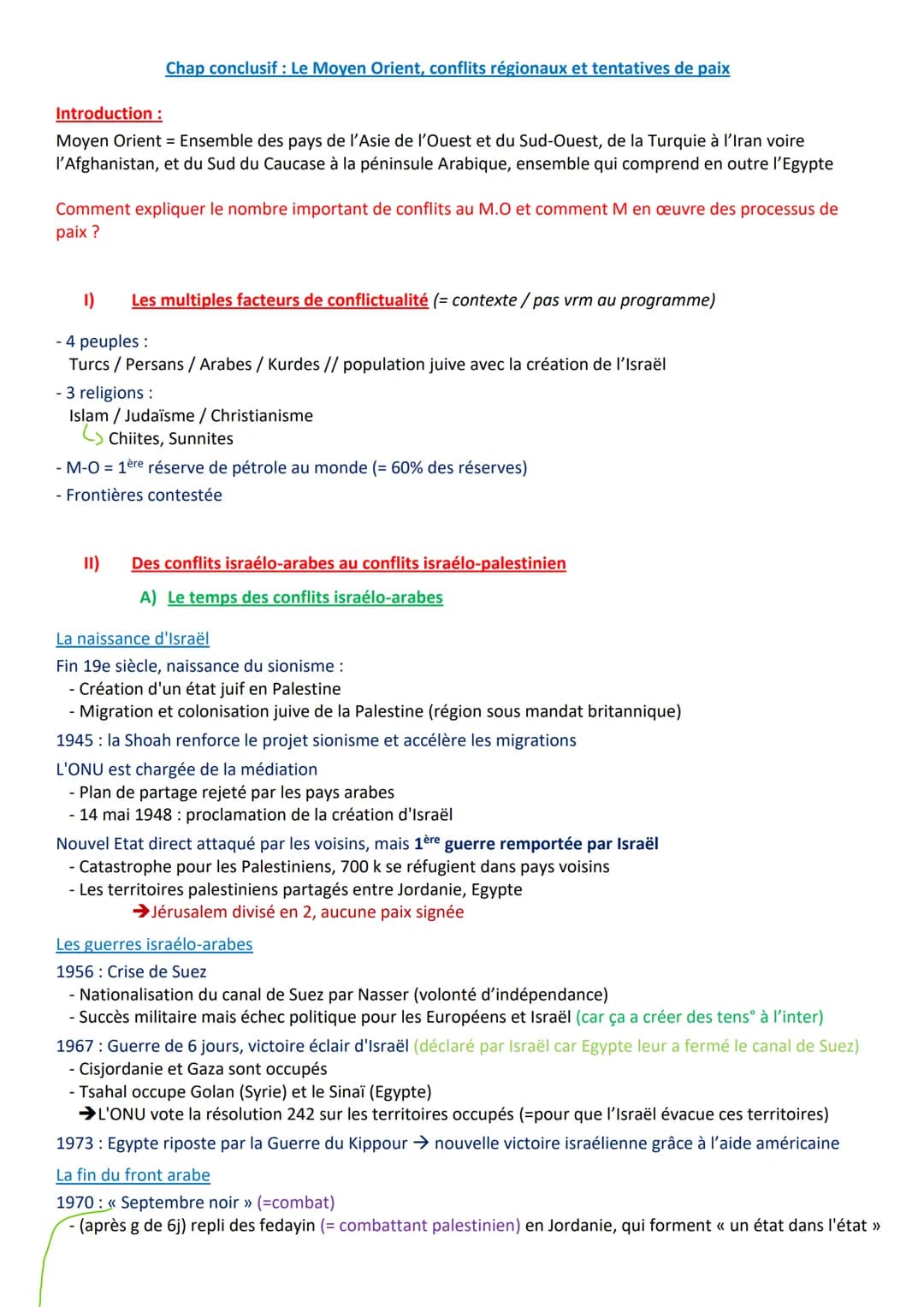 Introduction :
Moyen Orient = Ensemble des pays de l'Asie de l'Ouest et du Sud-Ouest, de la Turquie à l'Iran voire
l'Afghanistan, et du Sud 