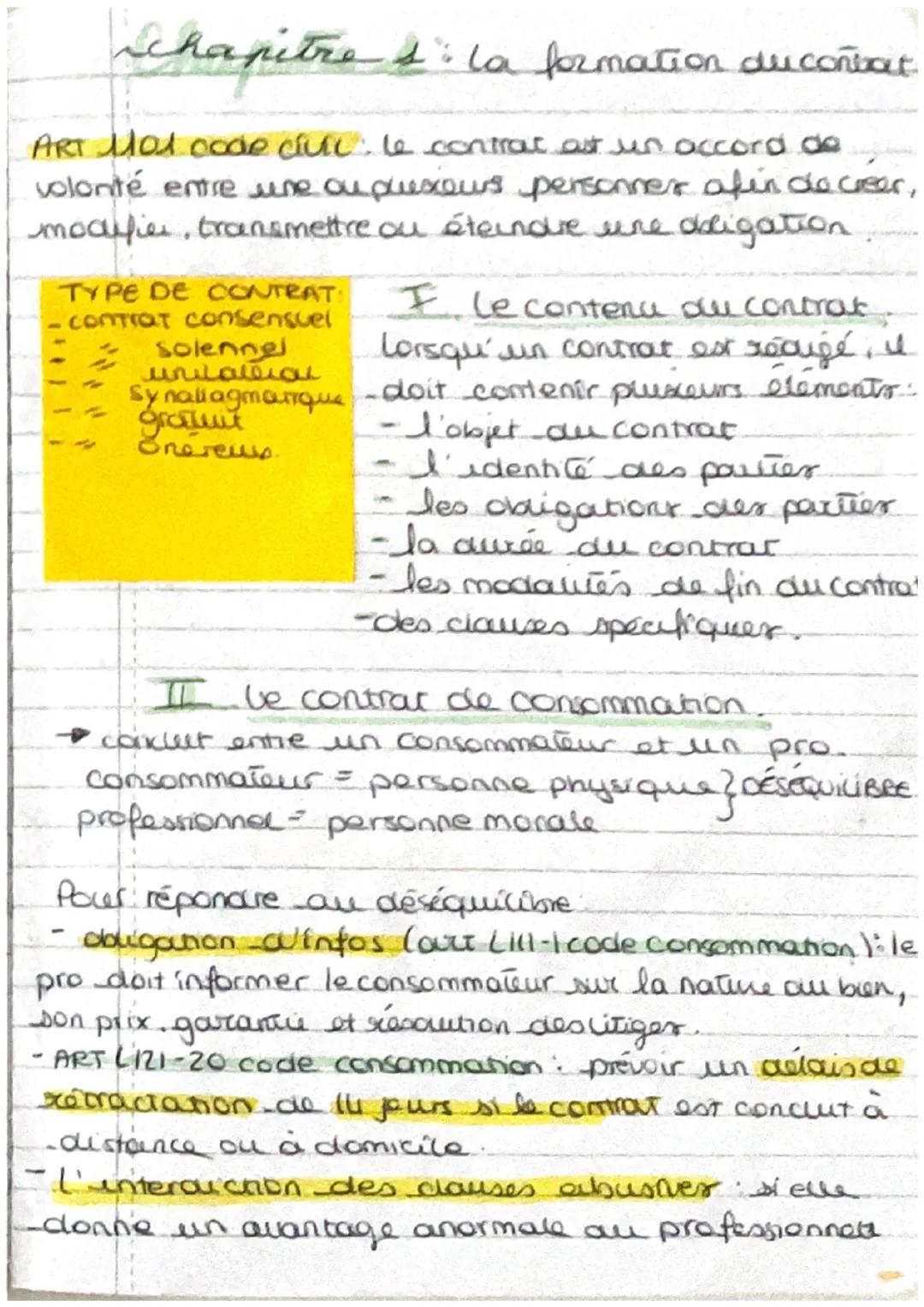 # chapitre & la formation ducontat.

ART M01 code civil le contrat ast un accord de
volonté entre une ou querous personner afin de creer,
mo