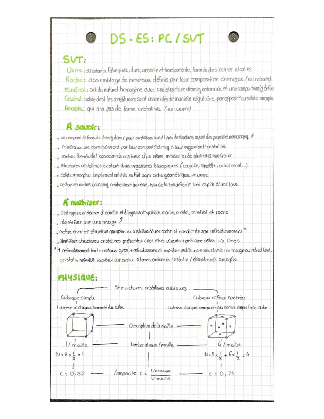 Les cristaux - Enseignement scientifique SVT Première PDF