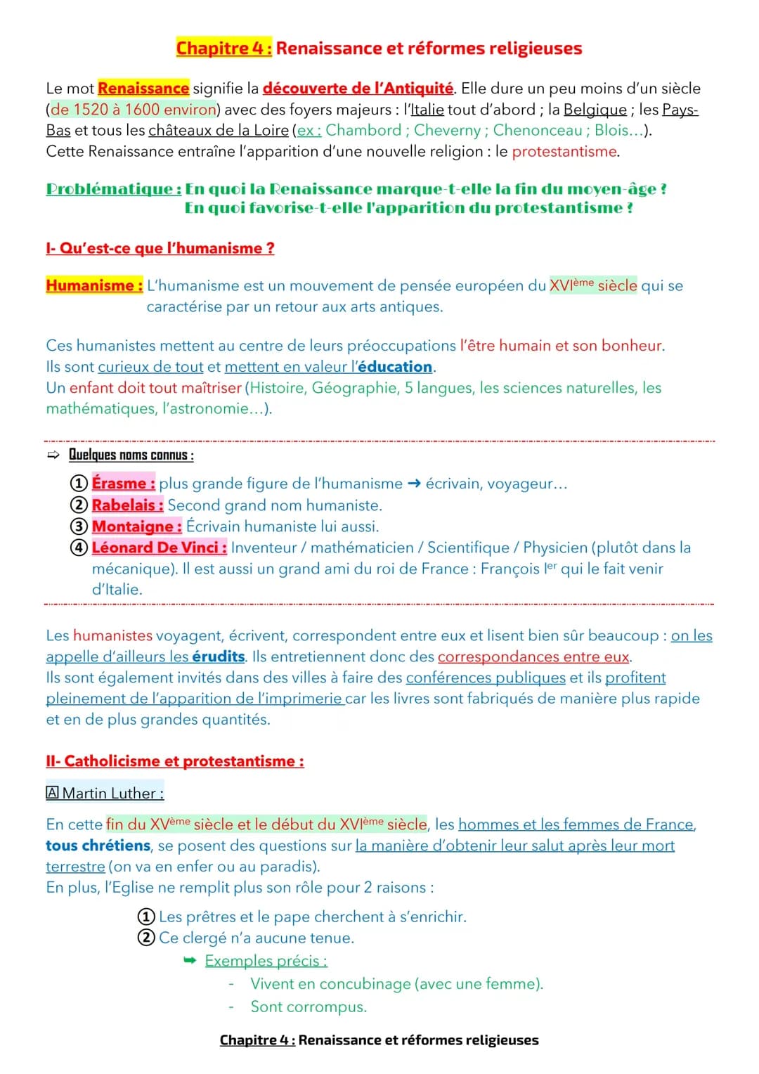 Chapitre 4 - Renaissance et réformes religieuses