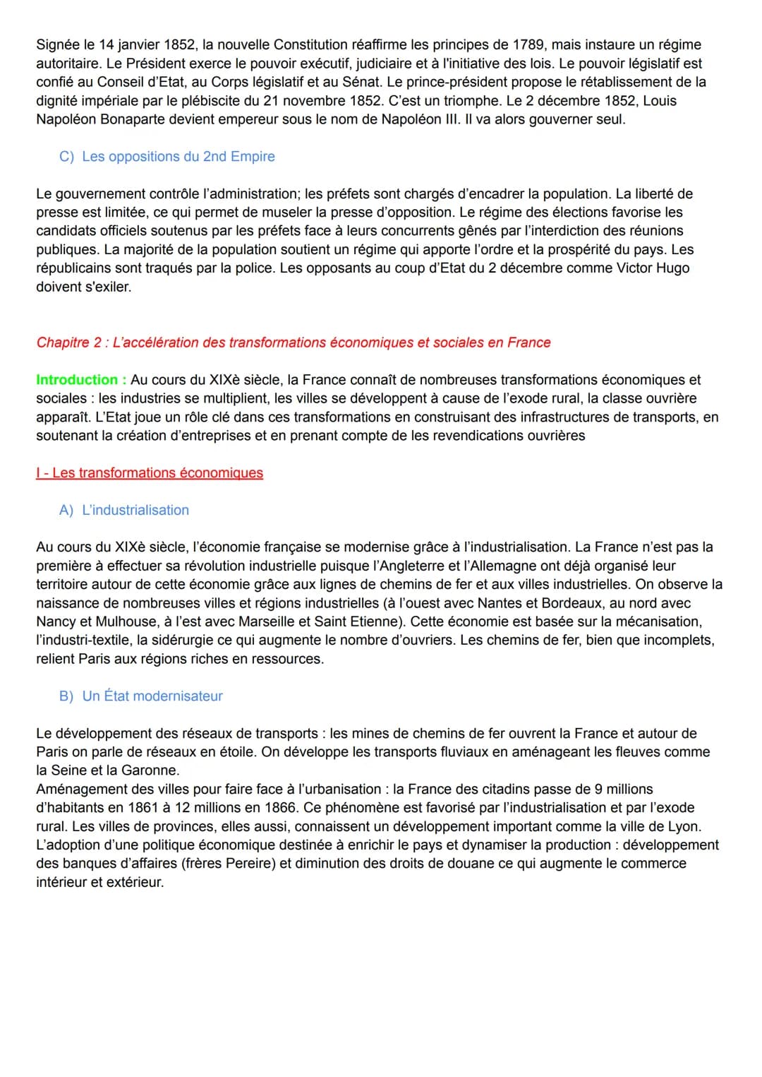 Thème 2 : La France dans l'Europe des nationalités : politiques et sociétés (1848-1871)
Chapitre 1: La lle République et le 2nd Empire, l'en