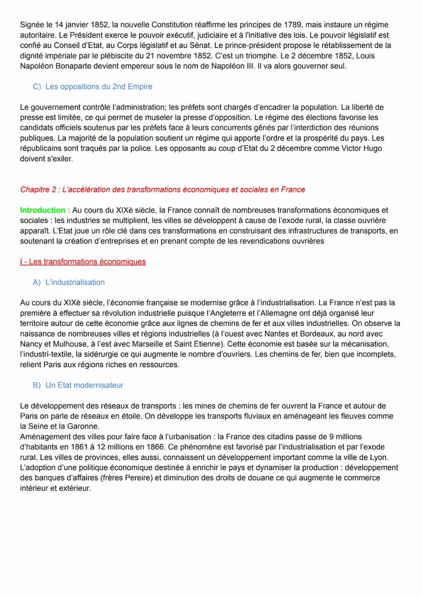 Thème 2 : La France dans l'Europe des nationalités : politiques et sociétés (1848-1871)
Chapitre 1: La lle République et le 2nd Empire, l'en