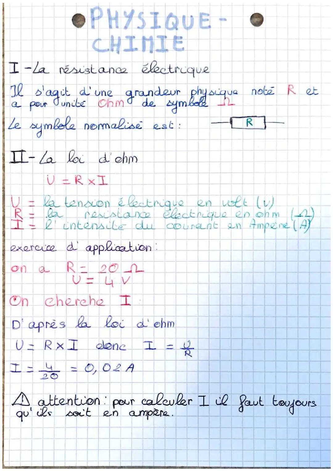 Comprendre la loi d'Ohm et le calcul de résistance électrique