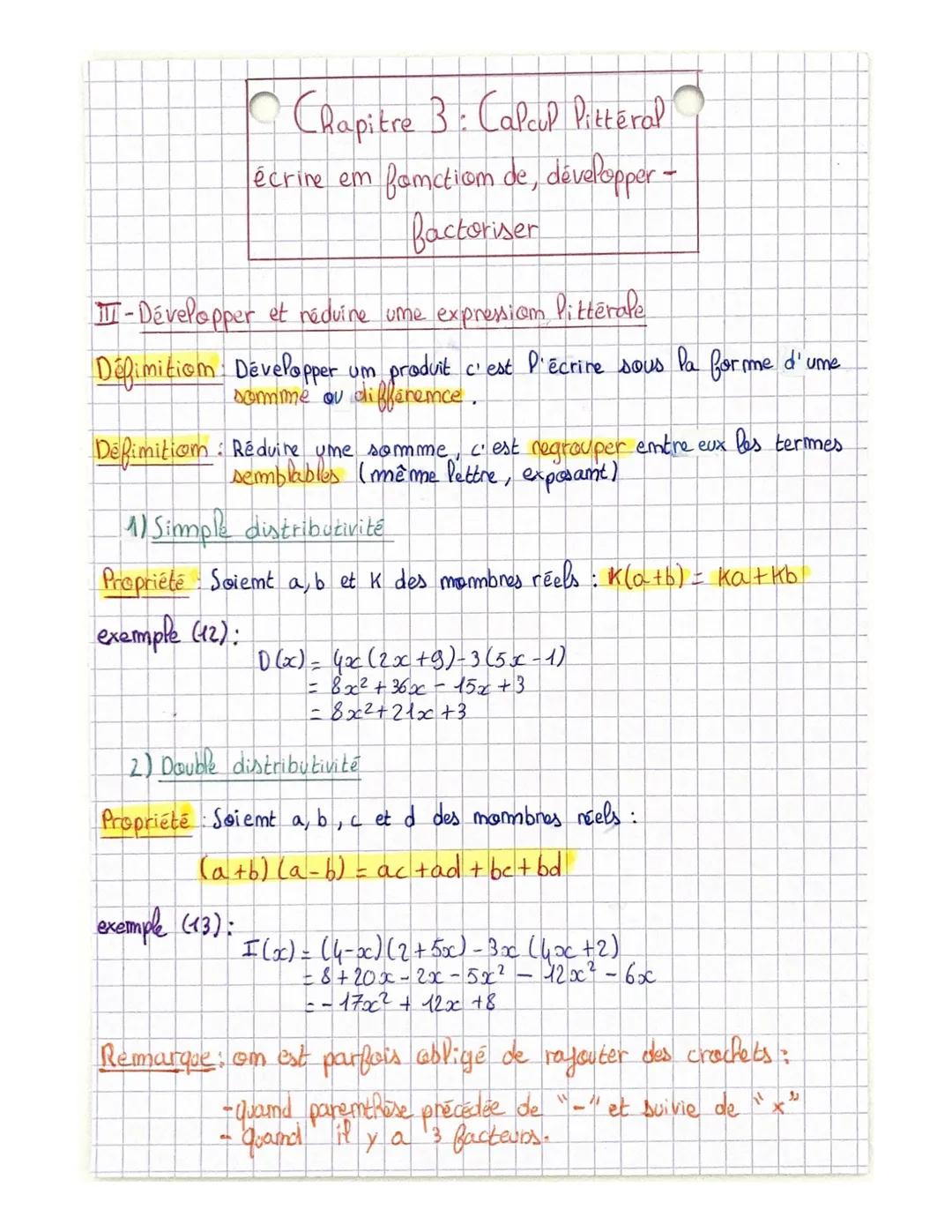 Calcul littéral 