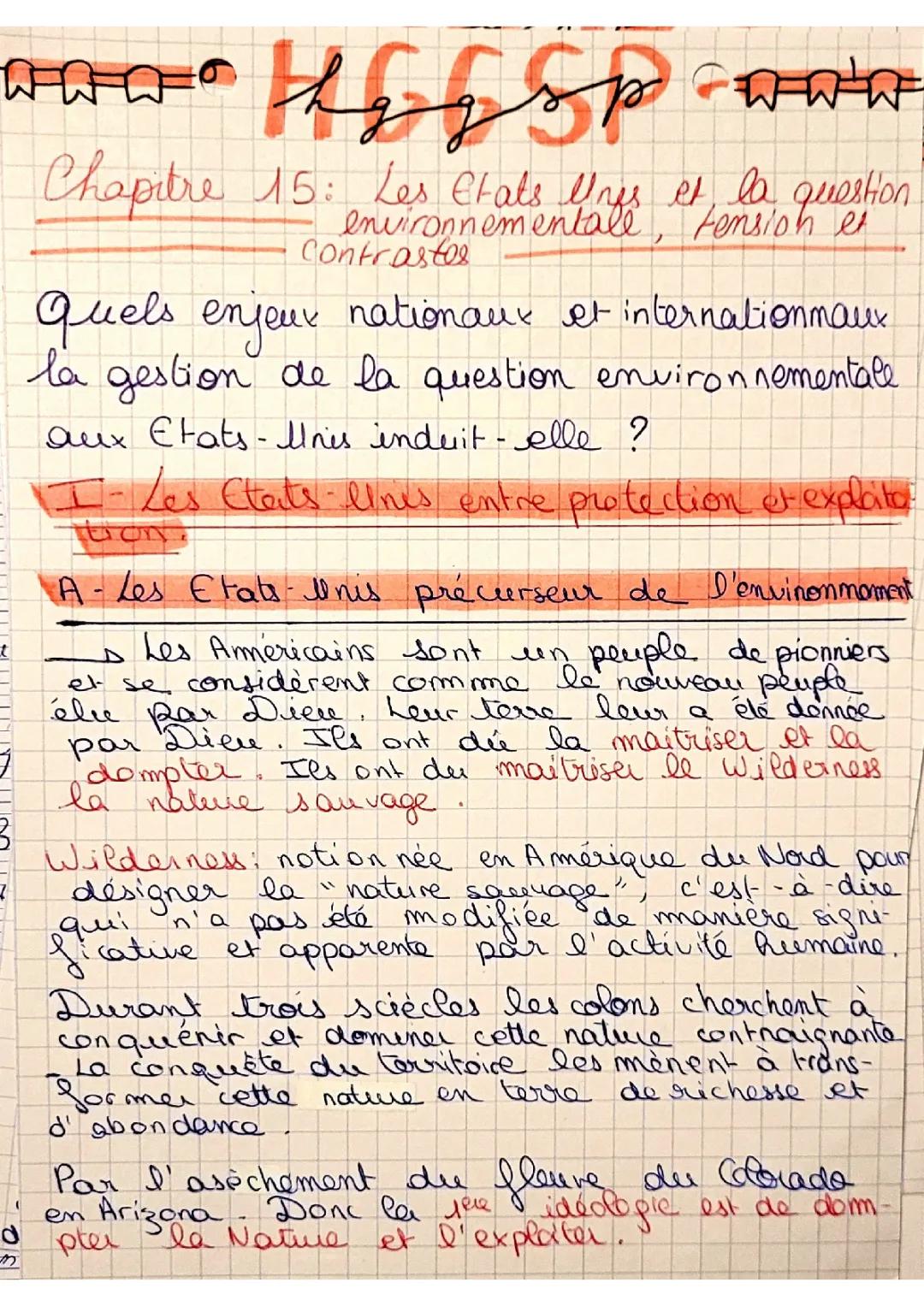 L'environnement aux États-Unis - HGGSP : Question et Politique