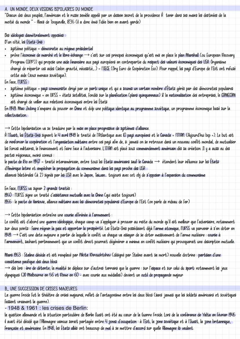 Theme 2
LA MULTIPLICATION DES ACTEURS INTERNATIONAUX DANS UN MONDE BIPOLAIRE
Guerre Froide
BIPOLARISATION ET EMERGENCE DU TIERSMONDE
(1945-1