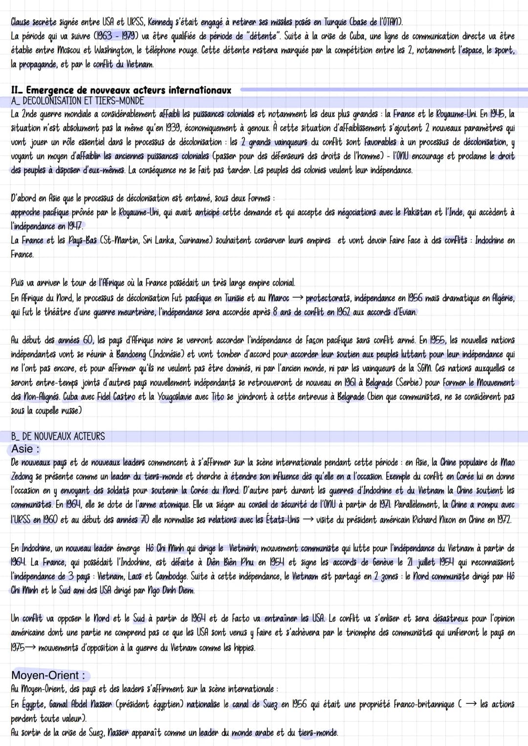 Theme 2
LA MULTIPLICATION DES ACTEURS INTERNATIONAUX DANS UN MONDE BIPOLAIRE
Guerre Froide
BIPOLARISATION ET EMERGENCE DU TIERSMONDE
(1945-1