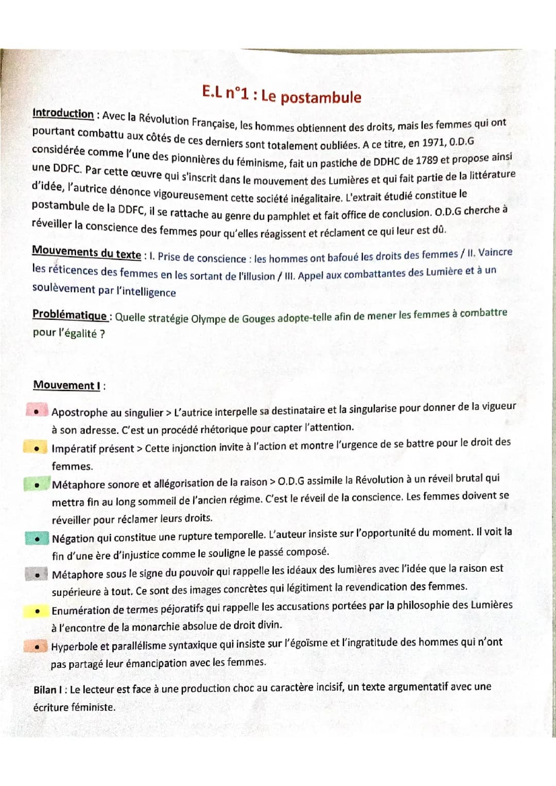 Analyse linéaire postambule DDFC