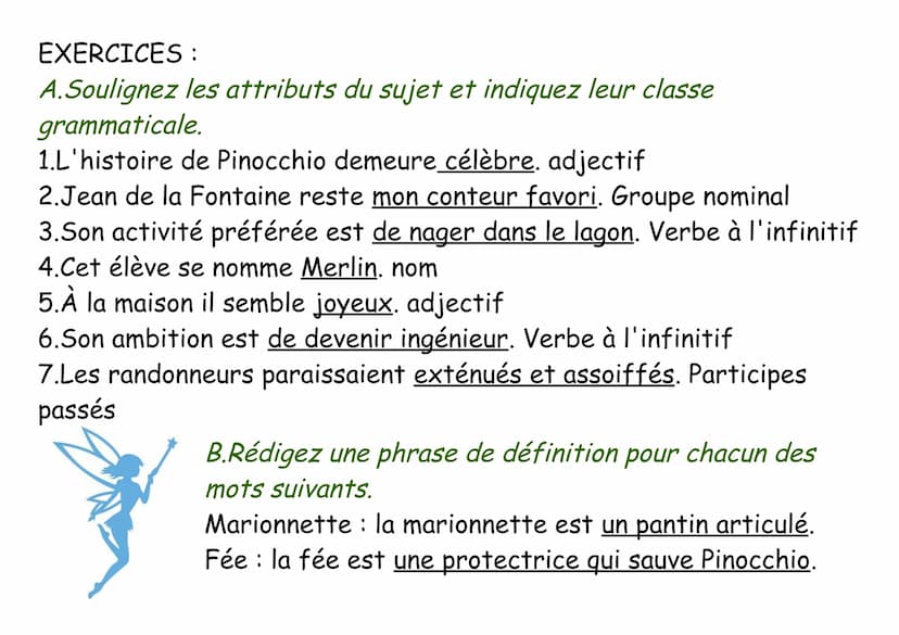 L'attribut du sujet
C'est l'une des fonctions que peut remplir
un mot ou un groupe de mot dans une phrase.
L'attribut du sujet exprime une c