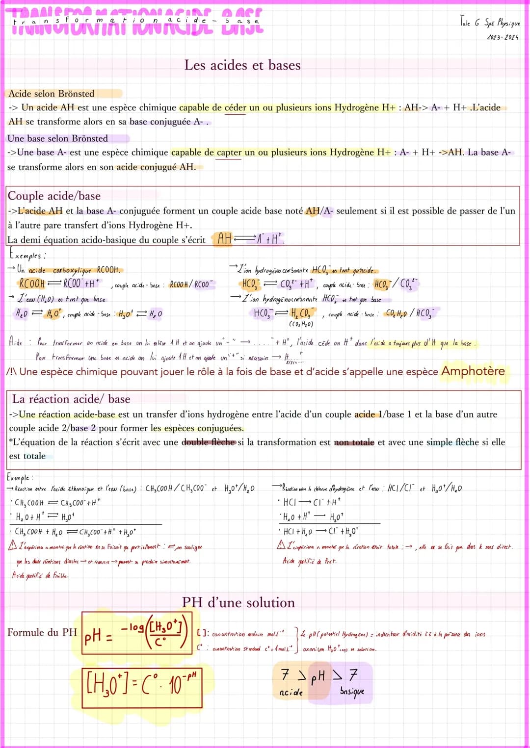 Acides et Bases selon Brönsted