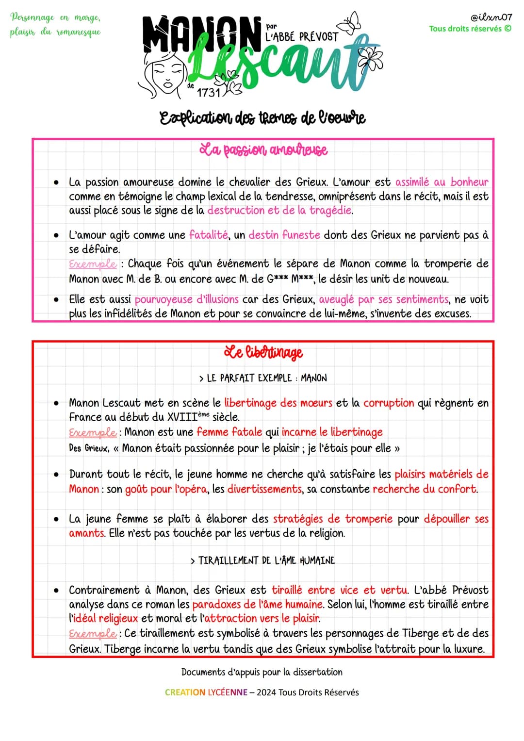 Personnage en marge,
plaisir du romanesque
•
MANON
par
@ilxn07
Tous droits réservés
L'ABBÉ PRÉVOST
Liscant
17313
Explication des themes de l