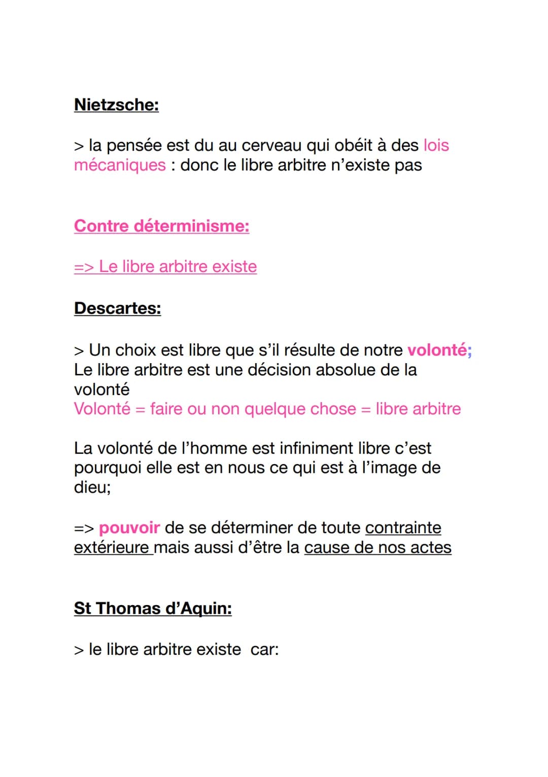 LE LIBRE ARBITRE
Definition
> libre arbitre = choix, voeux, capacité d'obtenir. Si
le libre arbitre est la possibilité de choisir alors cela