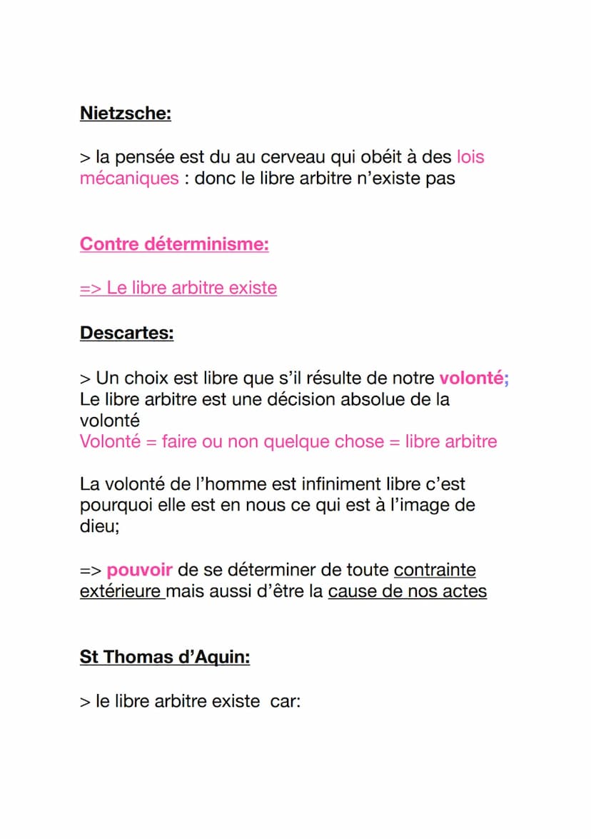 LE LIBRE ARBITRE
Definition
> libre arbitre = choix, voeux, capacité d'obtenir. Si
le libre arbitre est la possibilité de choisir alors cela