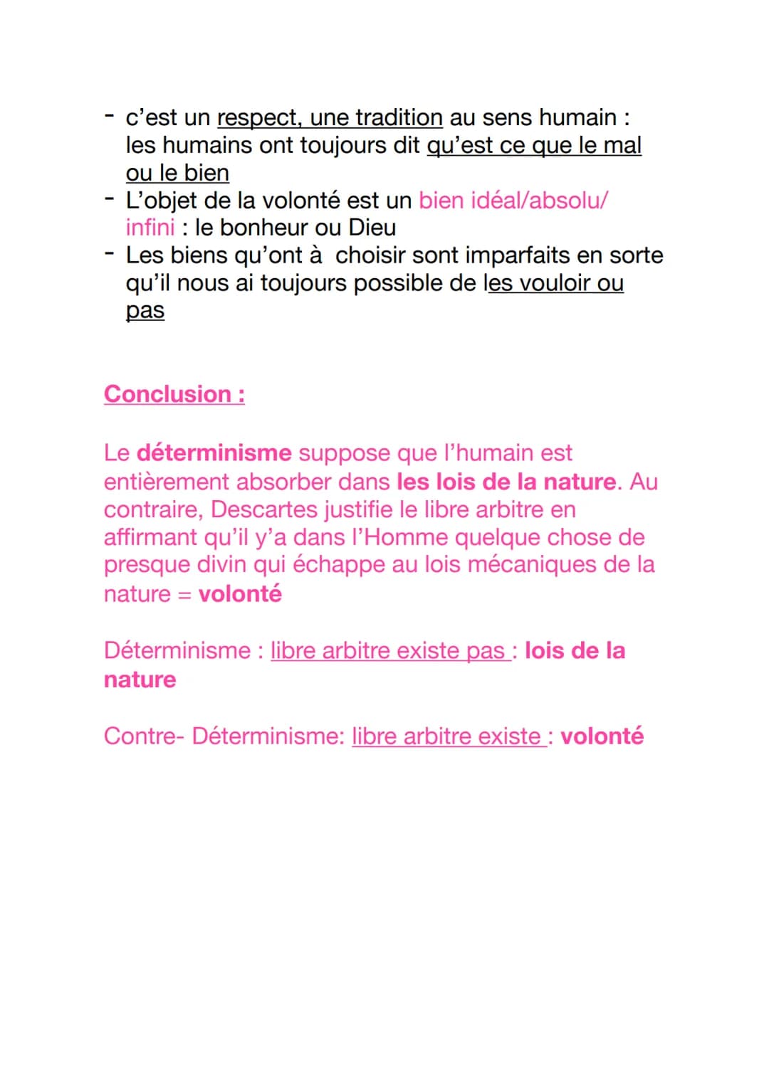 LE LIBRE ARBITRE
Definition
> libre arbitre = choix, voeux, capacité d'obtenir. Si
le libre arbitre est la possibilité de choisir alors cela