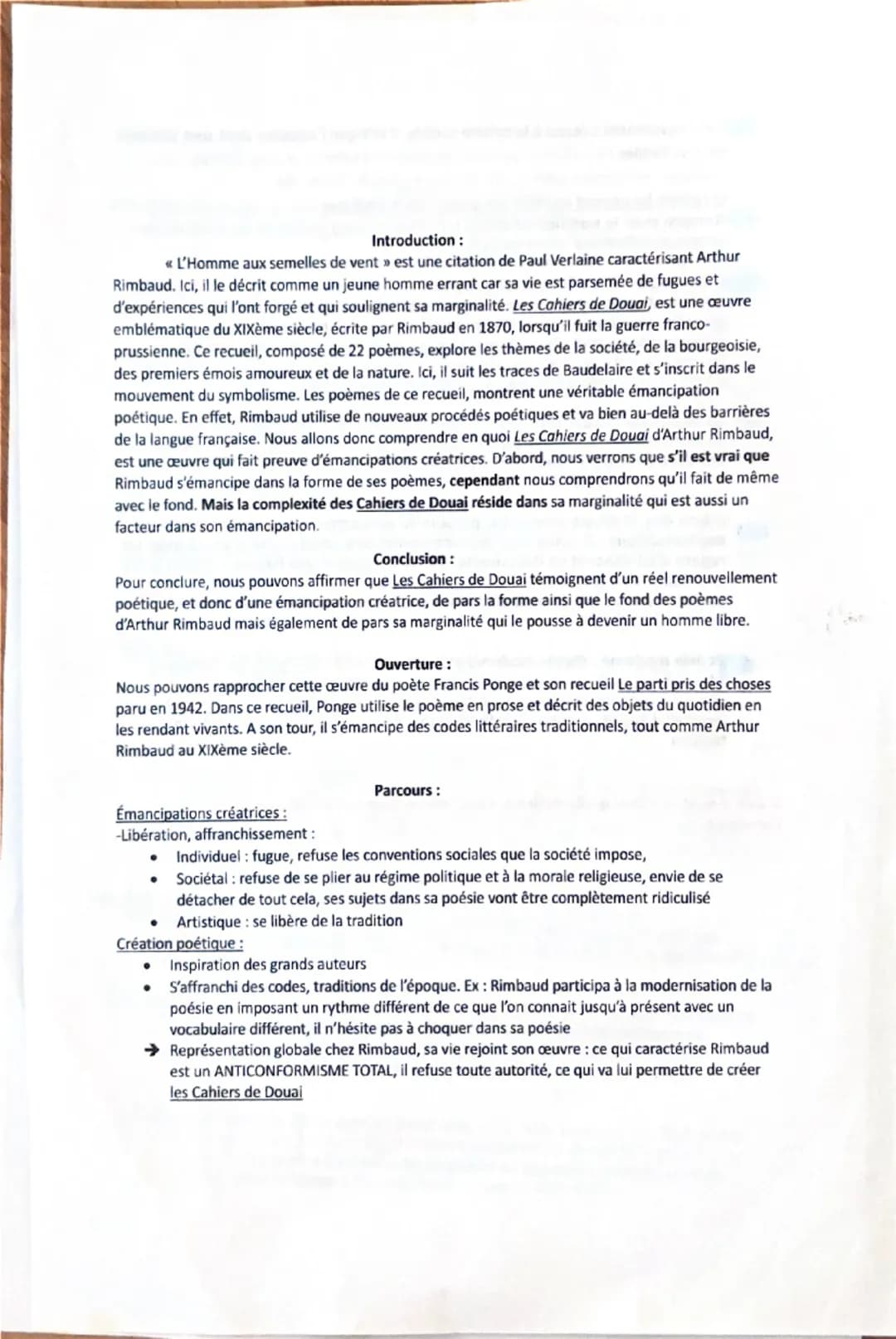 Les Cahiers de Donai
poesie
précurseur du symboliemen
Apolinaire, Prevent (poésie en-su
prosel→ ouverture
crit à 16 ans lors d'une lugue
dev