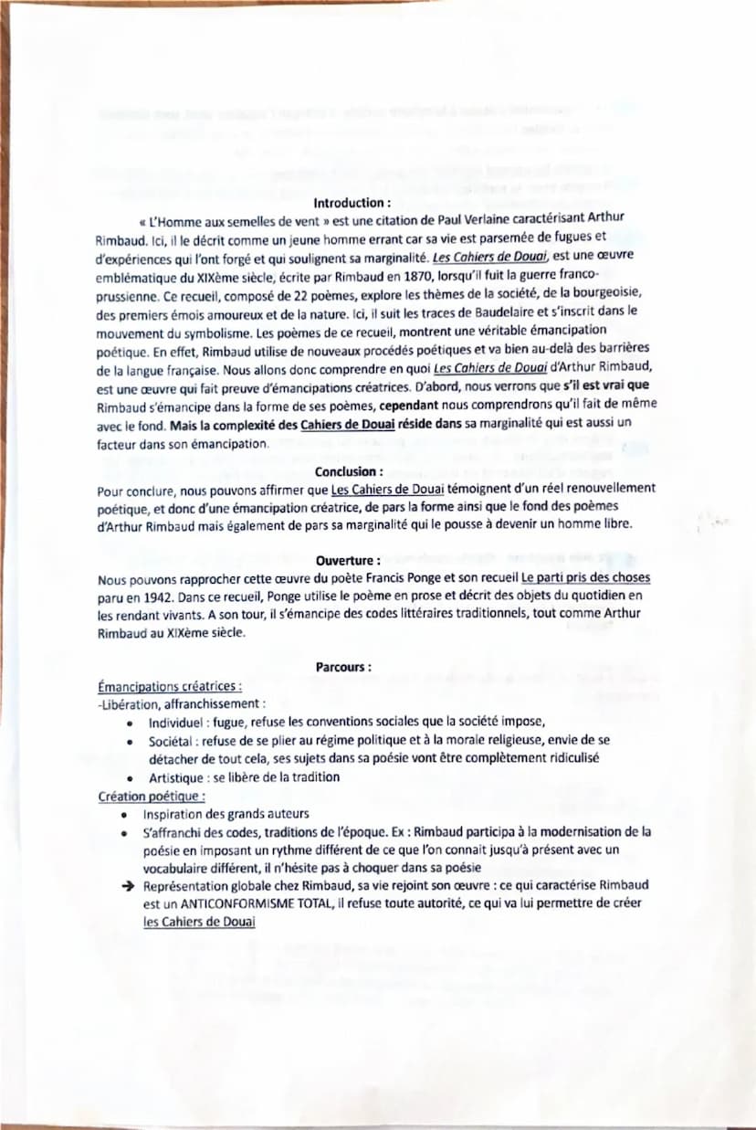 Les Cahiers de Donai
poesie
précurseur du symboliemen
Apolinaire, Prevent (poésie en-su
prosel→ ouverture
crit à 16 ans lors d'une lugue
dev