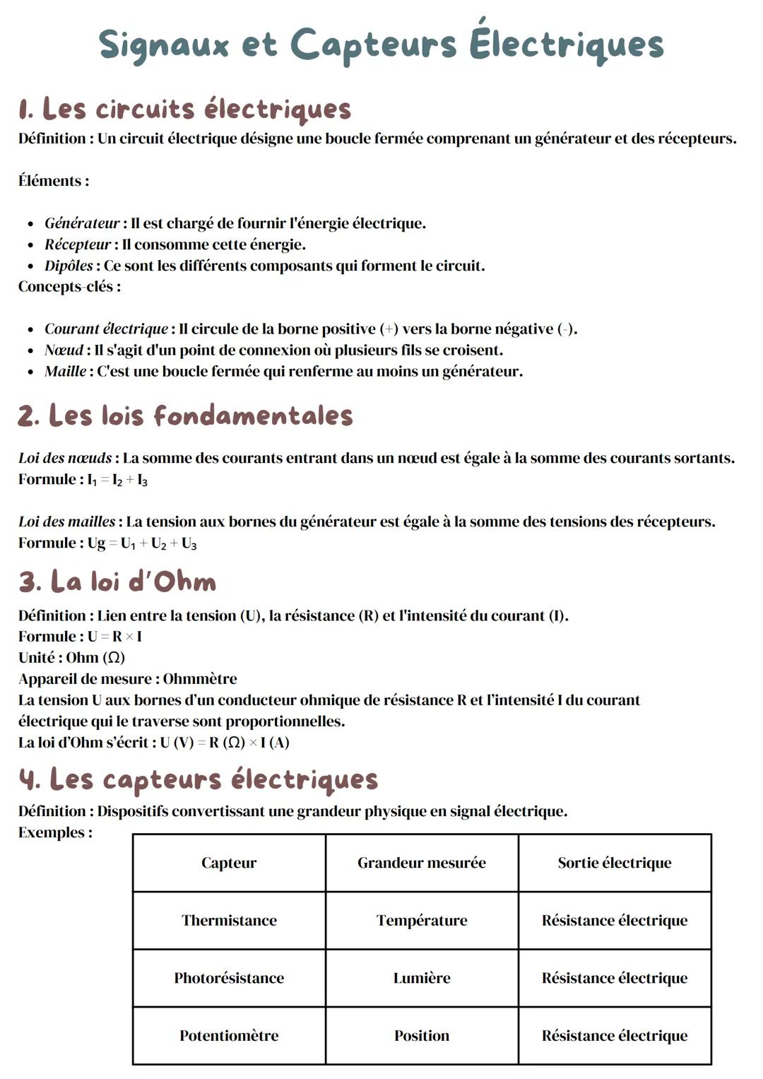Introduction aux Signaux et Capteurs Électriques
