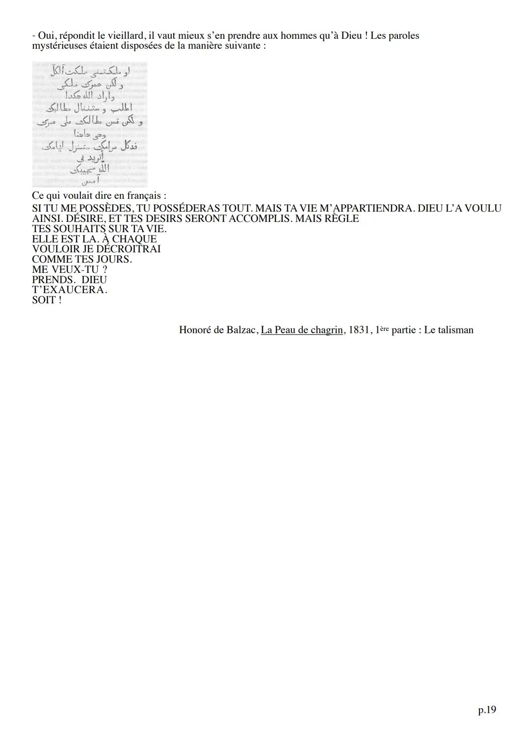# Objet d'étude: Le roman et le récit du Moyen-âge au XXIe siècle

La découverte de la Peau, partie 1 Le talisman

- Retournez-vous, dit le 