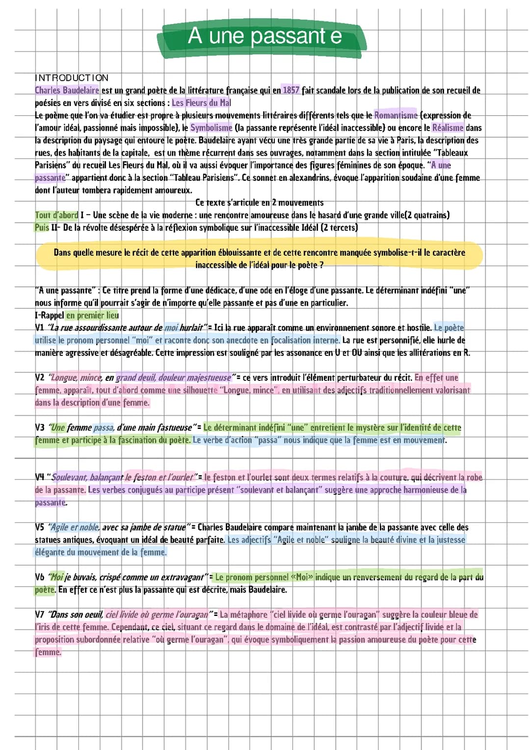 A une passante Baudelaire analyse PDF - Analyse Collège et Linéaire