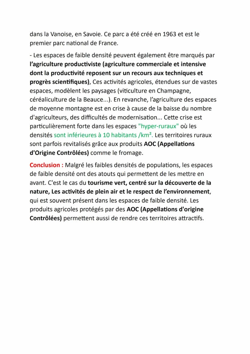 LES ESPACES DE FAIBLE
DENSITÉ
Développement construit :
Introduction : En France, la densité moyenne de la population est de
118 habitants/k