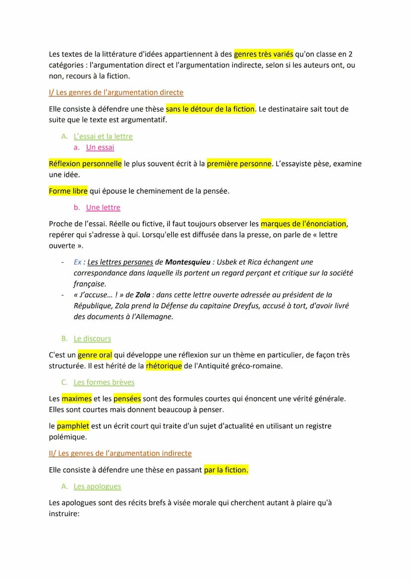 Qu'est-ce que l'argumentation ?
A. Définition
Fiche 1: L'argumentation
C'est défendre une thèse (une affirmation), une prise de position sur