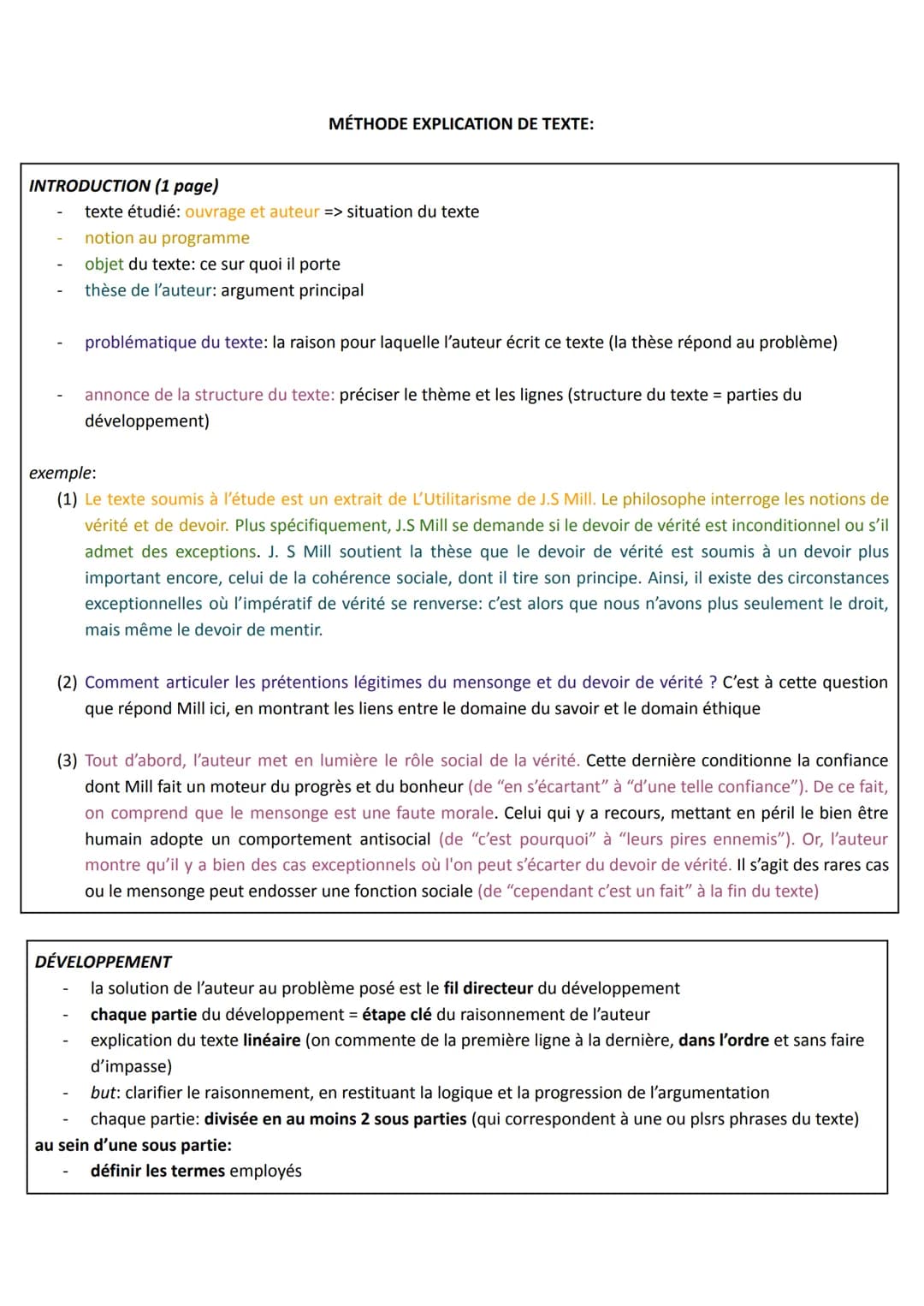 INTRODUCTION (1 page)
MÉTHODE EXPLICATION DE TEXTE:
texte étudié: ouvrage et auteur => situation du texte
notion au programme
objet du texte