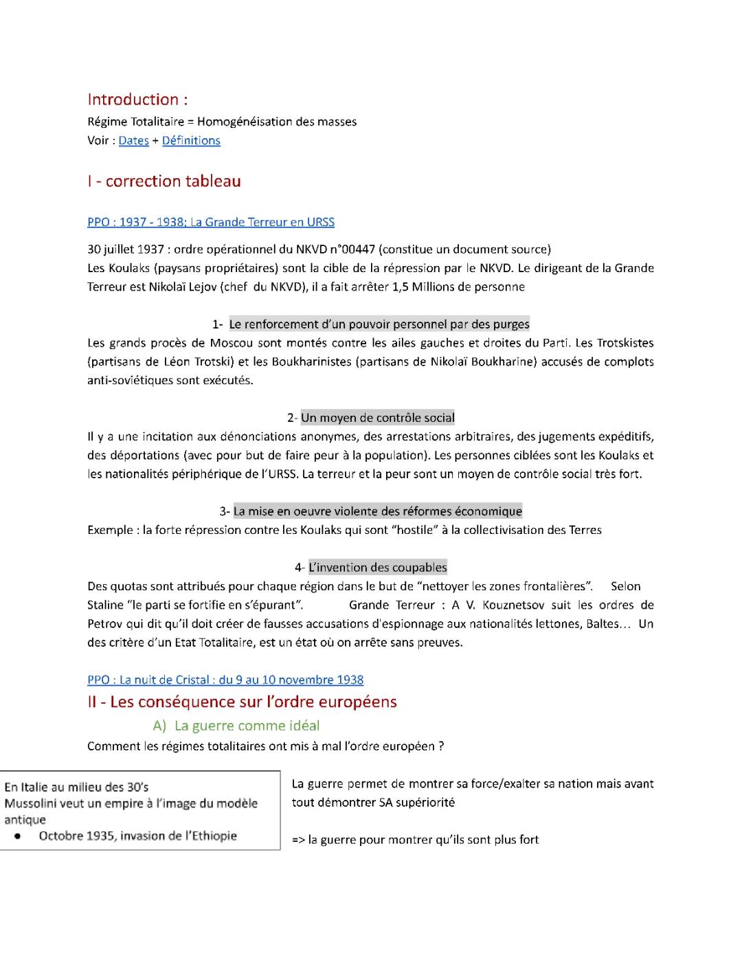Chapitre d'histoire Les régimes totalitaires