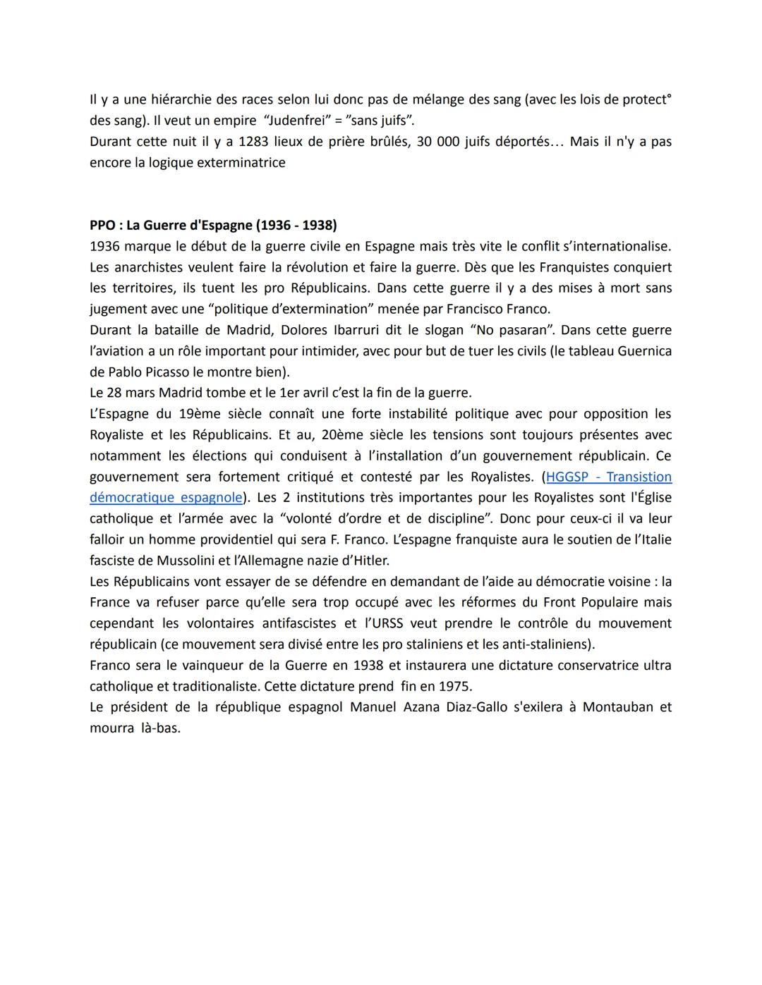 Introduction :
Régime Totalitaire = Homogénéisation des masses
Voir: Dates + Définitions
I - correction tableau
PPO 1937 1938; La Grande Ter