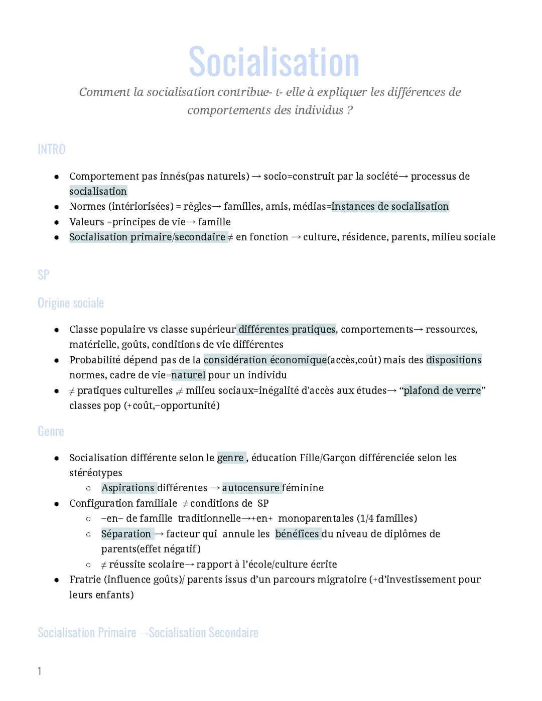 Comment la socialisation contribue- t- elle à expliquer les différences de comportements des individus ?