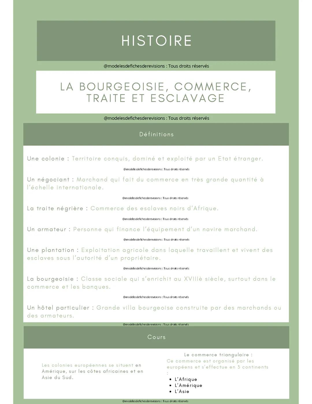 La bourgeoisie, commerce, traite et esclavage